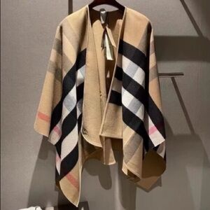 Burberry Camel and Black Check Cape